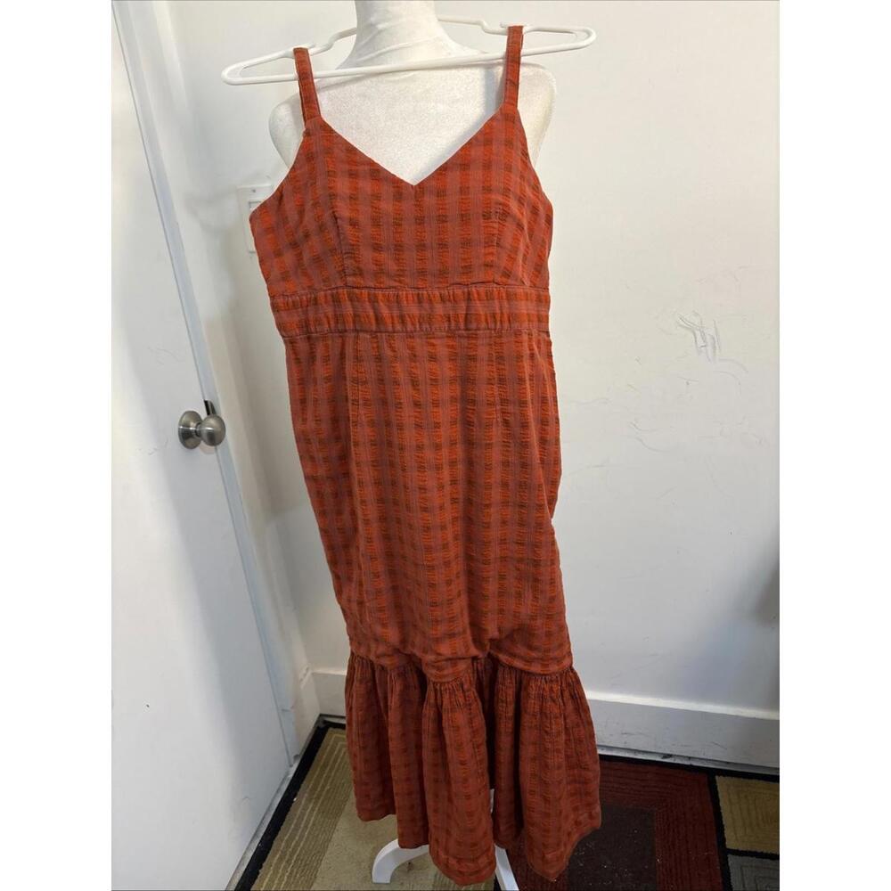 New‎ Moussy Sz 2 Boho Maxi Tiered Orange Checked